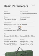 مشخصات فنی چادر ۳ نفره اتوماتیک نیچرهایک NH21ZP008