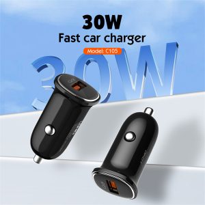 شارژر فندکی LDNIO C105 با پشتیبانی از QC3.0 برای شارژ سریع گوشی و تبلت