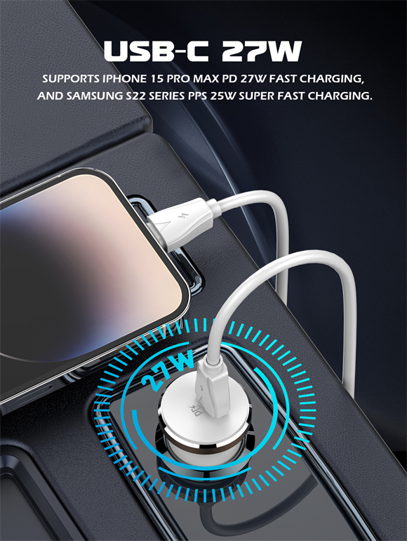 شارژر فندکی LDNIO C22Q متصل به فندک خودرو در حال شارژ گوشی و تبلت 