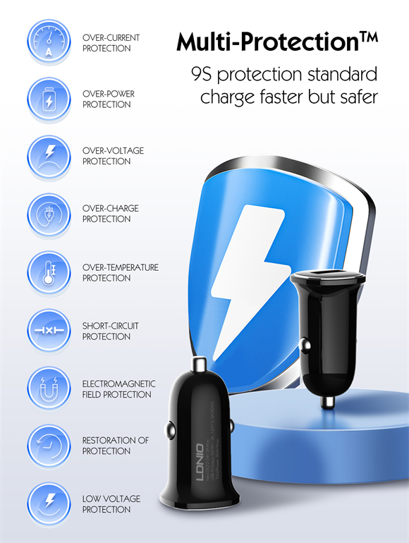 پورت USB-C شارژر فندکی LDNIO C105 برای شارژ همزمان چند دستگاه 