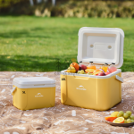 کول باکس ۵ لیتری نیچرهایک Naturehike Ice Box مدل CNK2450CF012 در طبیعت در کنار وسایل کمپینگ