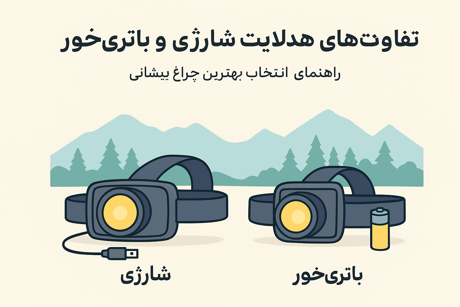 هدلایت شارژی و باتری‌خور برای کوهنوردی و کمپینگ