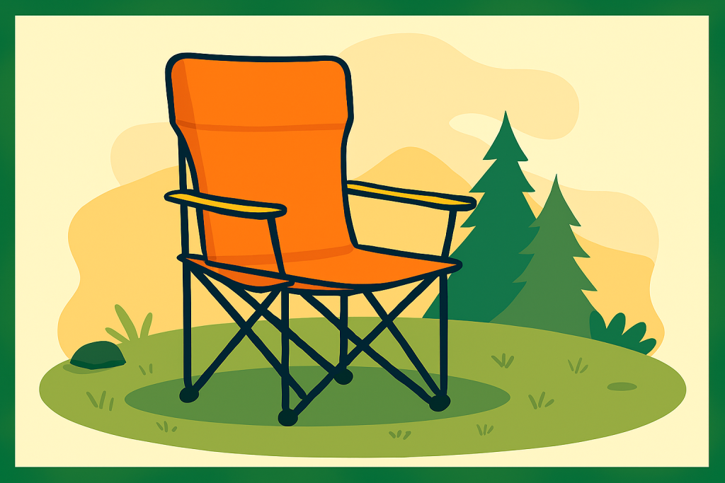 تصویر صندلی تاشو ساده کمپینگ با طراحی سبک و قابل حمل در فضای طبیعت