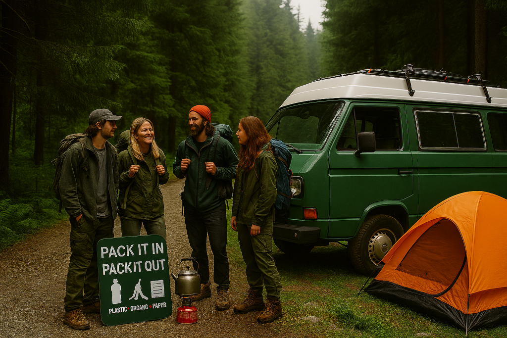 همسفری با ون کممصرف در سفر کمپینگ، نمونهای از سفر سبز و رعایت اصول حفظ محیط زیست در سفر