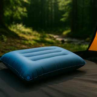 بالش بادی کمپینگ روی زیرانداز داخل چادر، بخشی از راهنمای استفاده از بالش‌های بادی در سفرهای طبیعت‌گردی