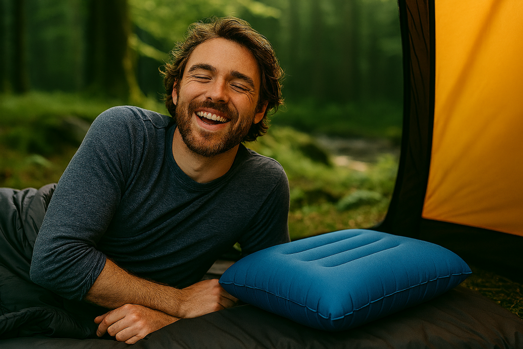 خواب راحت با بالش بادی در چادر کمپینگ