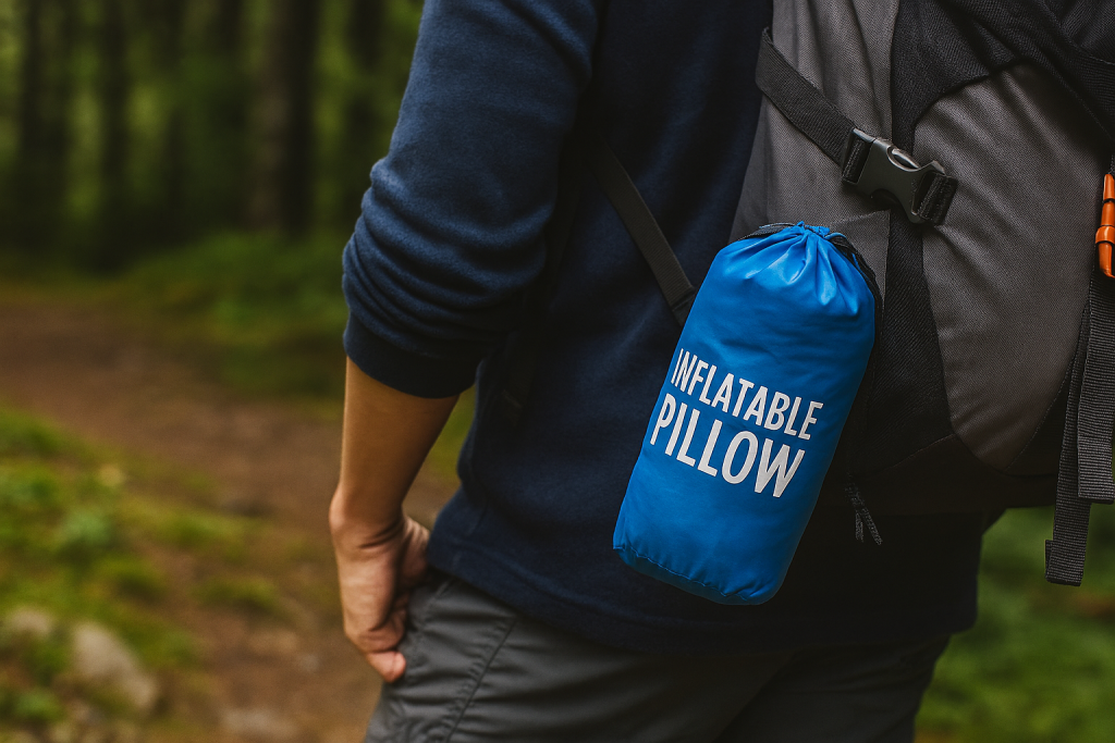 حمل آسان بالش بادی جمعشده در سفرهای طبیعتگردی، مطابق با راهنمای استفاده از بالشهای بادی در کمپینگ