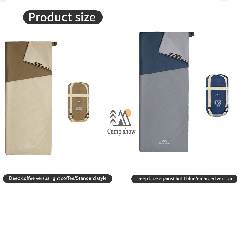 naturehike-cnk2550ws026-lw180-sleeping-bag-blue-brown-overview_new کیسه خواب LW180 نیچرهایک CNK2550WS026 آبی و قهوهای کنار هم