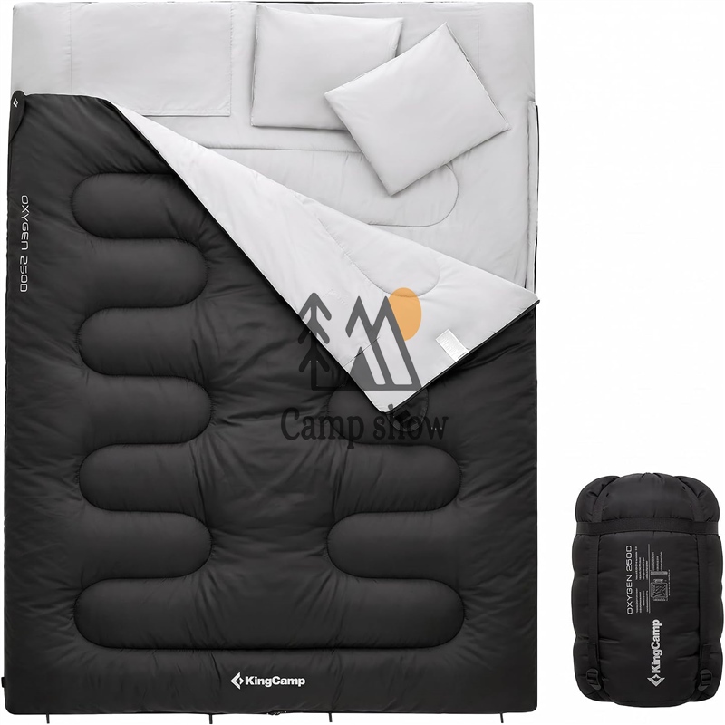 kingcamp-double-sleeping-bag-ka3143-black-overview.jpg کیسه خواب دونفره کینگ کمپ مدل KS3143 - Image 1